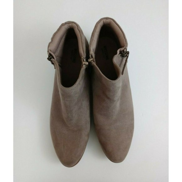 Mossimo Tan Faux Suede Double Side Zip Ankle Boots Size 9.5 - Picture 7 of 10